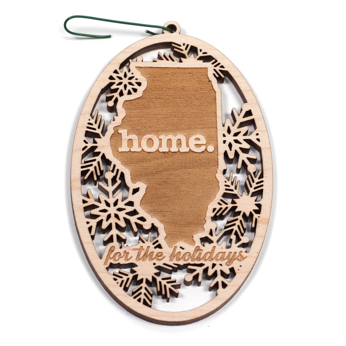 Wooden Holiday Ornament - Illinois