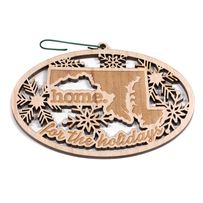 Wooden Holiday Ornament - Maryland