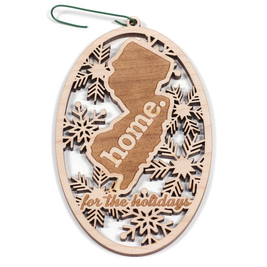 Wooden Holiday Ornament - New Jersey