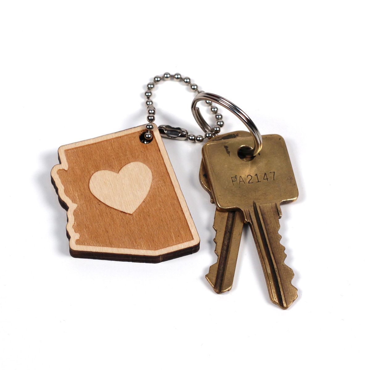 heart Wooden Keychain - Rhode Island